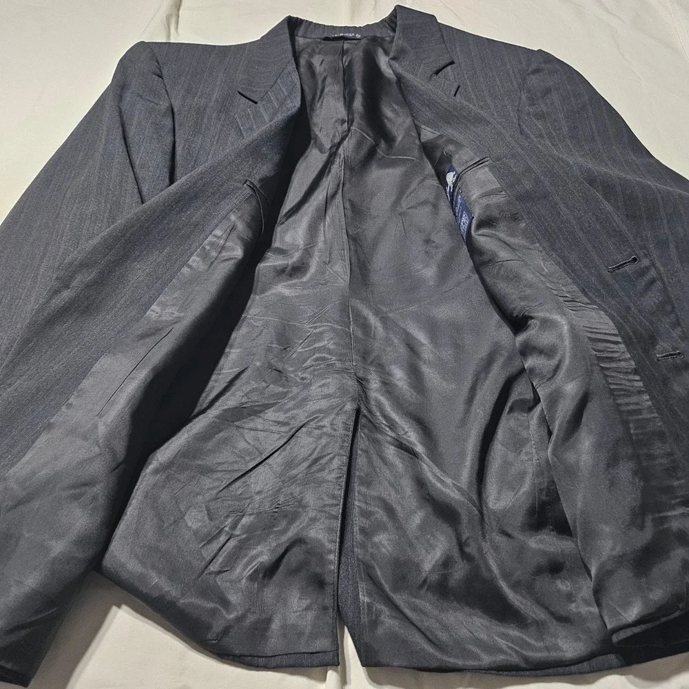 Vtg Palm Beach Mens 48R Wool Gray Pinstripe Suit Jacket Blazer UNITE Made in USA